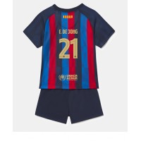 Barcelona Frenkie de Jong #21 Hjemmebanesæt Børn 2022-23 Kortærmet (+ Korte bukser)